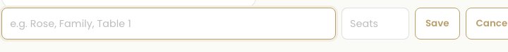 The add-table form, with a field for the table name and an optional number of seats
